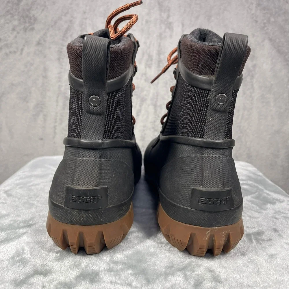 Bogs Arcata Lace Boots Mens 12 Black Waterproof Insulated Winter Snow 72754-201